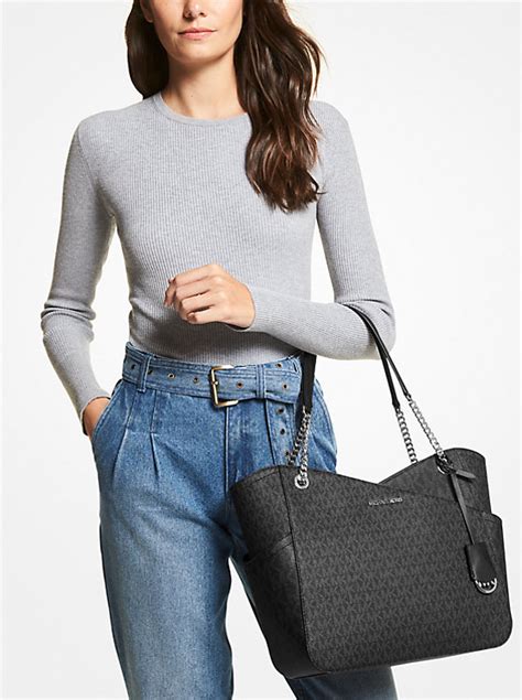 michael kors outlet jet set large color-block logo shoulder bag|michael kors saffiano bag black.